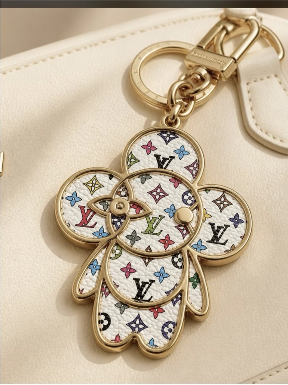 Louis Vuitton Multicolor Monogram Vivienne Key Charm - White & Gold